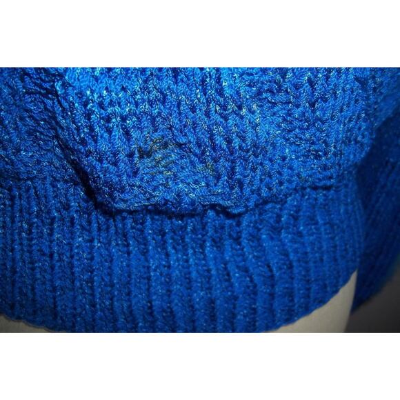 Vintage 80's Handmade Cobalt Blue Knit Sweater - Picture 6 of 10